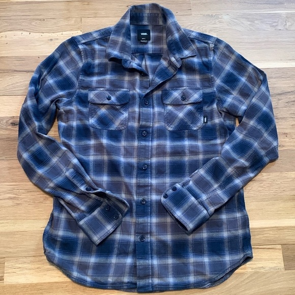 Vans Other - Vans Tailored Fit Long Sleeve Button Up Plaid Flannel Gray and Blue Men’s S